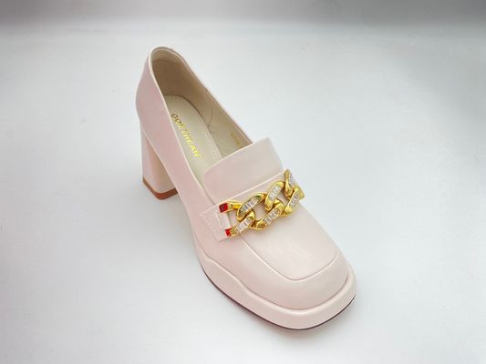 Women white high heels with thick soled and easy to take off summer for lady