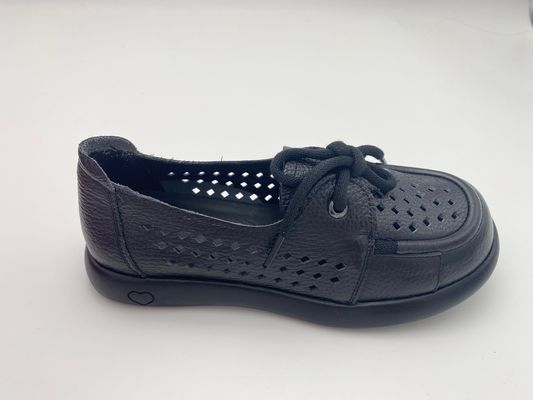 black breathable hollow lace-up comfortable women's shoes with soft soles